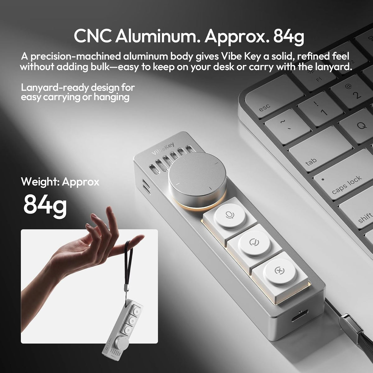 AU05 Wireless AI Keyboard with Microphone | 3 Buttons & 1 Dial | One-Touch Voice Dictation