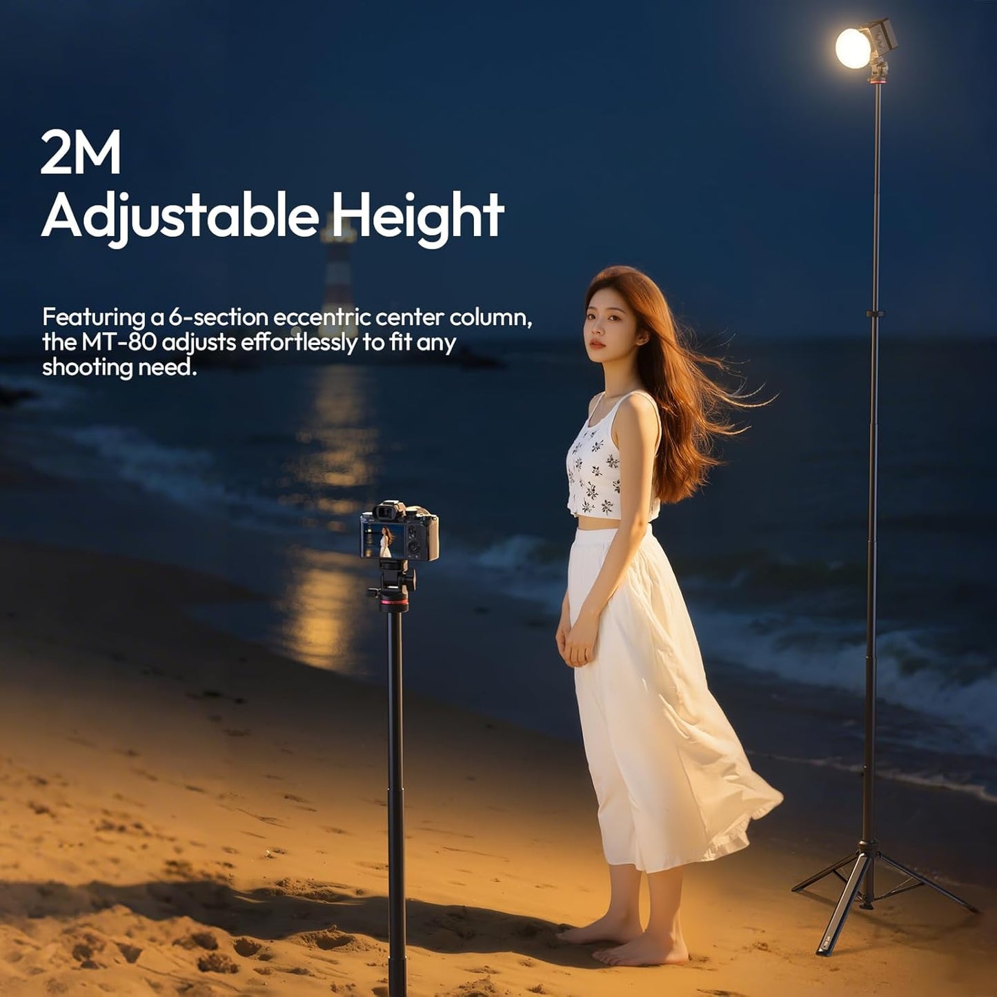 ULANZI MT-80 7FT Aluminum Tripod Stand Auto Pop-Up 360 Ball Head DSLR