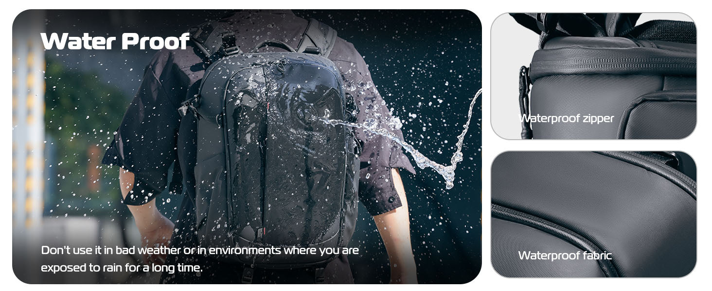 BP09 Waterproof Camera Backpack, Anti-Theft, 22L, for DSLR, Laptop, Black