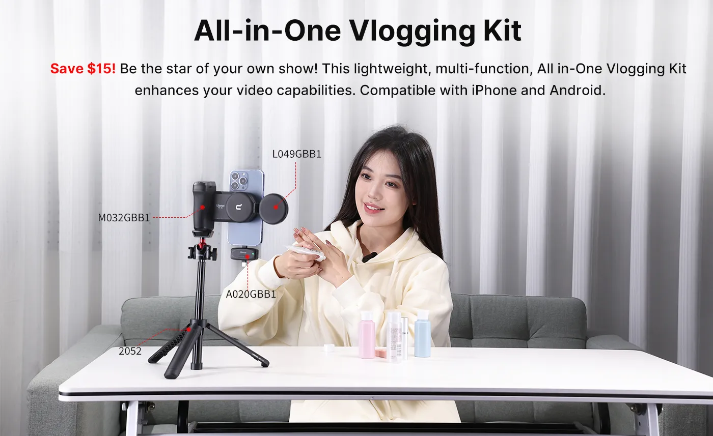 MA35 Selfie Phone Tripod Mount, 2-in-1 Magnetic Clip with Remote Shutter