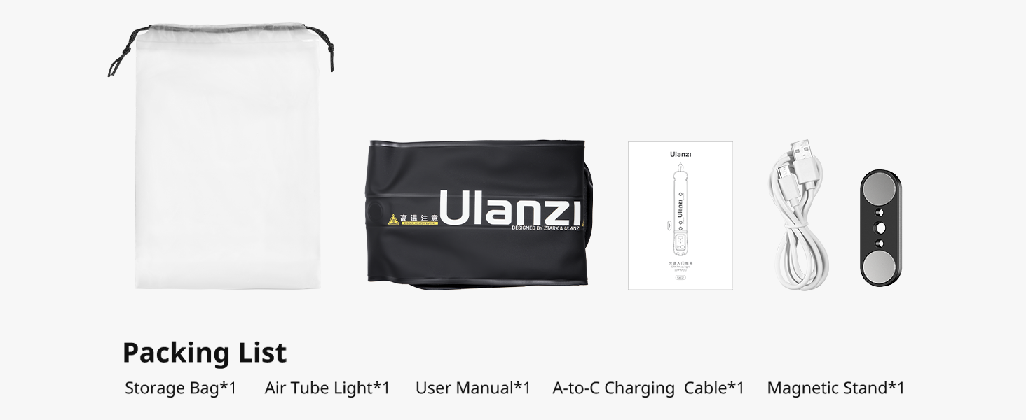 Ulanzi UA20 20W Bi-Color Inflatable Tube Light, 2700K-6500K, CRI 95+