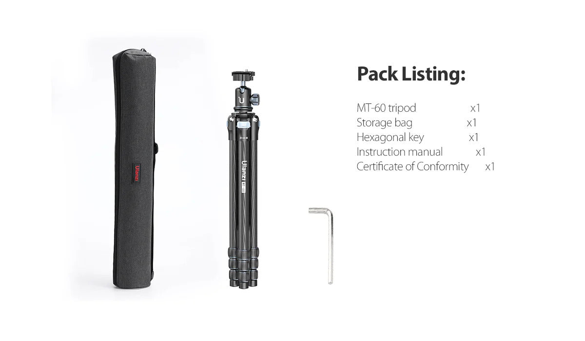 Ulanzi MT-60 Carbon Fiber Portable Travel Tripod