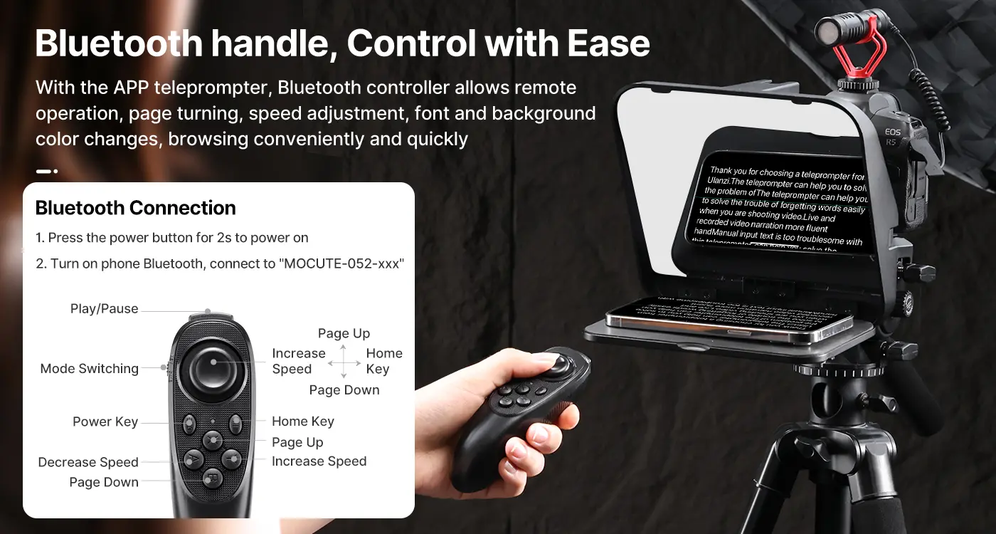 Ulanzi RT02 Universal Teleprompter for Tablets and Smartphones with Remote Control R004GBB1
