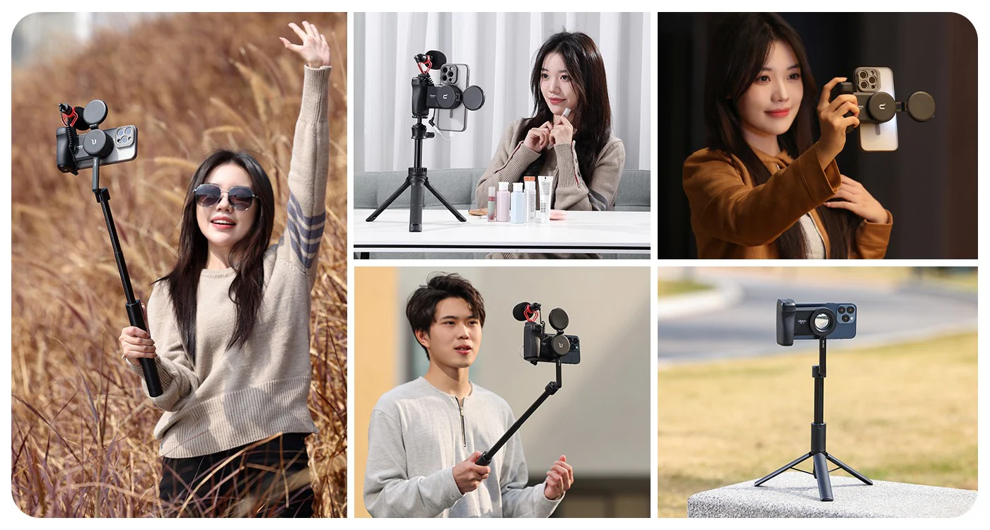 MA35 Selfie Phone Tripod Mount, 2-in-1 Magnetic Clip with Remote Shutter