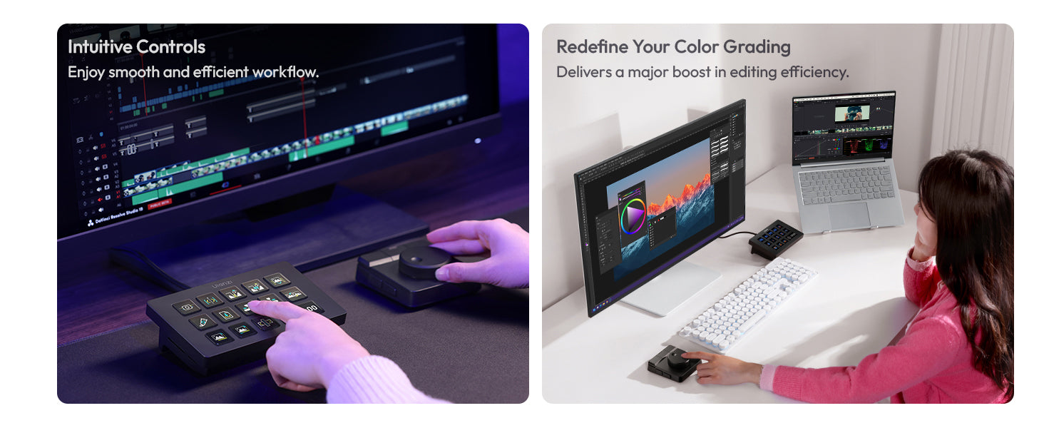 Ulanzi D100H Wireless Video Editing Keyboard with Dial for Mac/PC