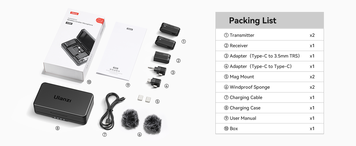 ULANZI A100 Wireless Lavalier Microphone