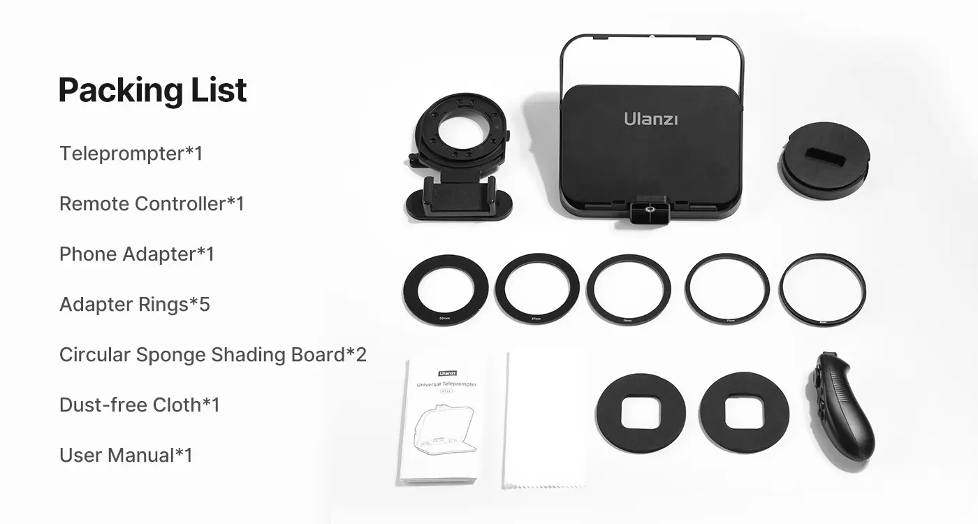 Ulanzi RT02 Universal Teleprompter for Tablets and Smartphones with Remote Control R004GBB1