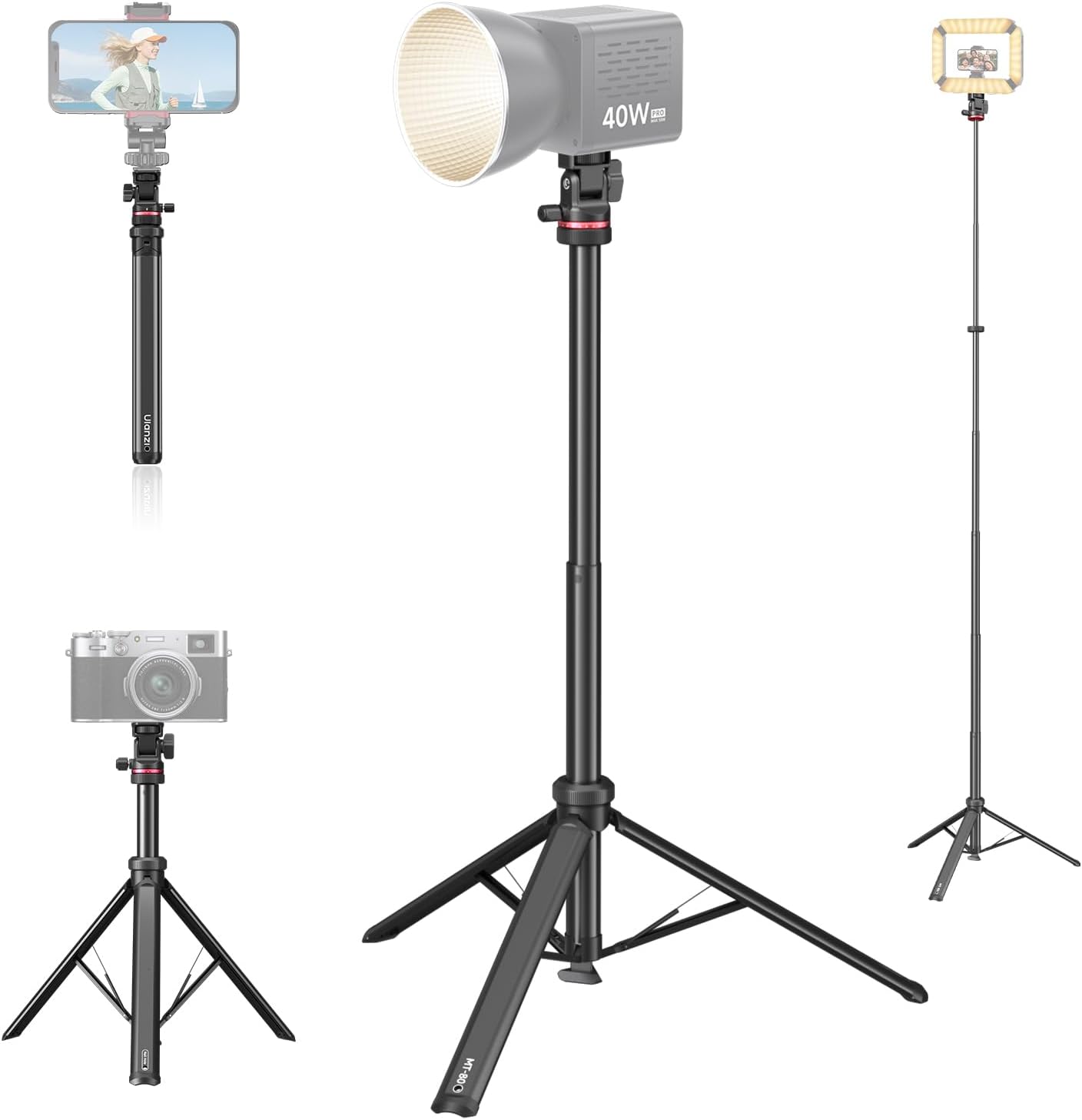ULANZI MT-80 7FT Aluminum Tripod Stand Auto Pop-Up 360 Ball Head DSLR