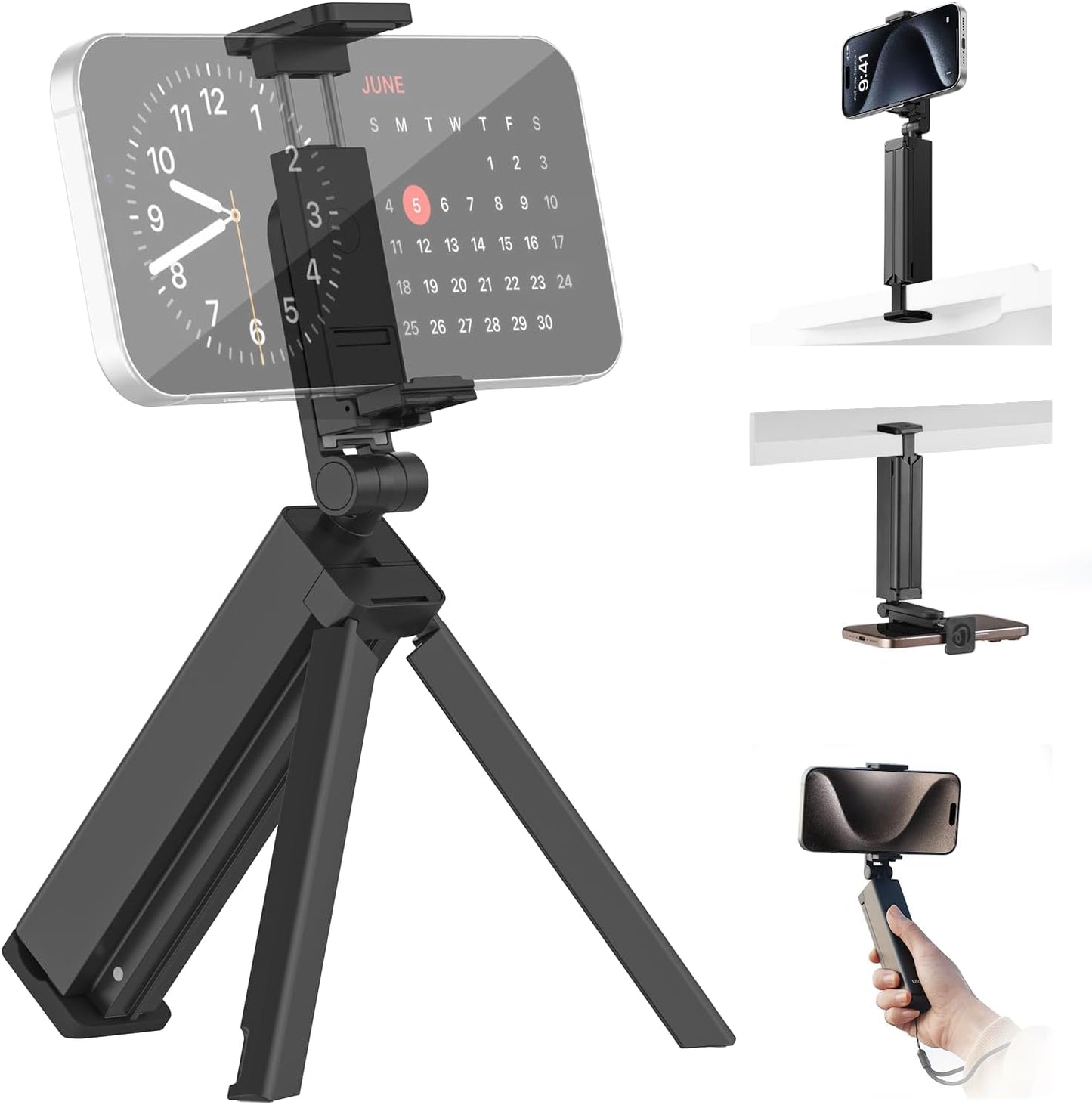 ULANZI SK-20 Travel Essentials Airplane Phone Holder, Phone Tripod 360Â° Rotation,Travel Must Have Handsfree Cellphone Stand for Desk,Flight Essential Universal Adjustable Stand for Train Table