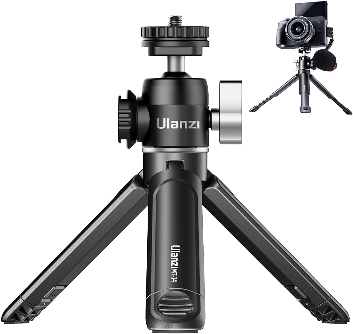 ULANZI Mini Tripod 360¬∞ Ball Head Cold Shoe Extendable Vlog Camera Stand ( U60 + MT14)