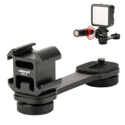 ULANZI PT-3 Aluminum Triple Cold Shoe Mount Adapter Vlog Video Microphone Extension Bar for Zhiyun Smooth 4 DJI Osmo Pocket Osmo Mobile 2/Osmo Mobile 3 Feiyutech Vimble 2 3-Axis Gimbal Accessories