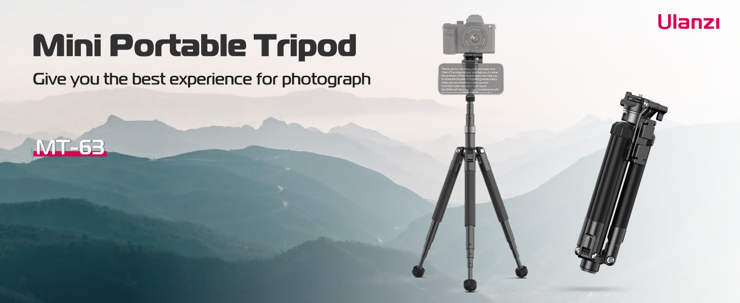 ULANZI MT-63 57" Foldable Tripod, 2-in-1 Clip, 5KG Load, Ball Head