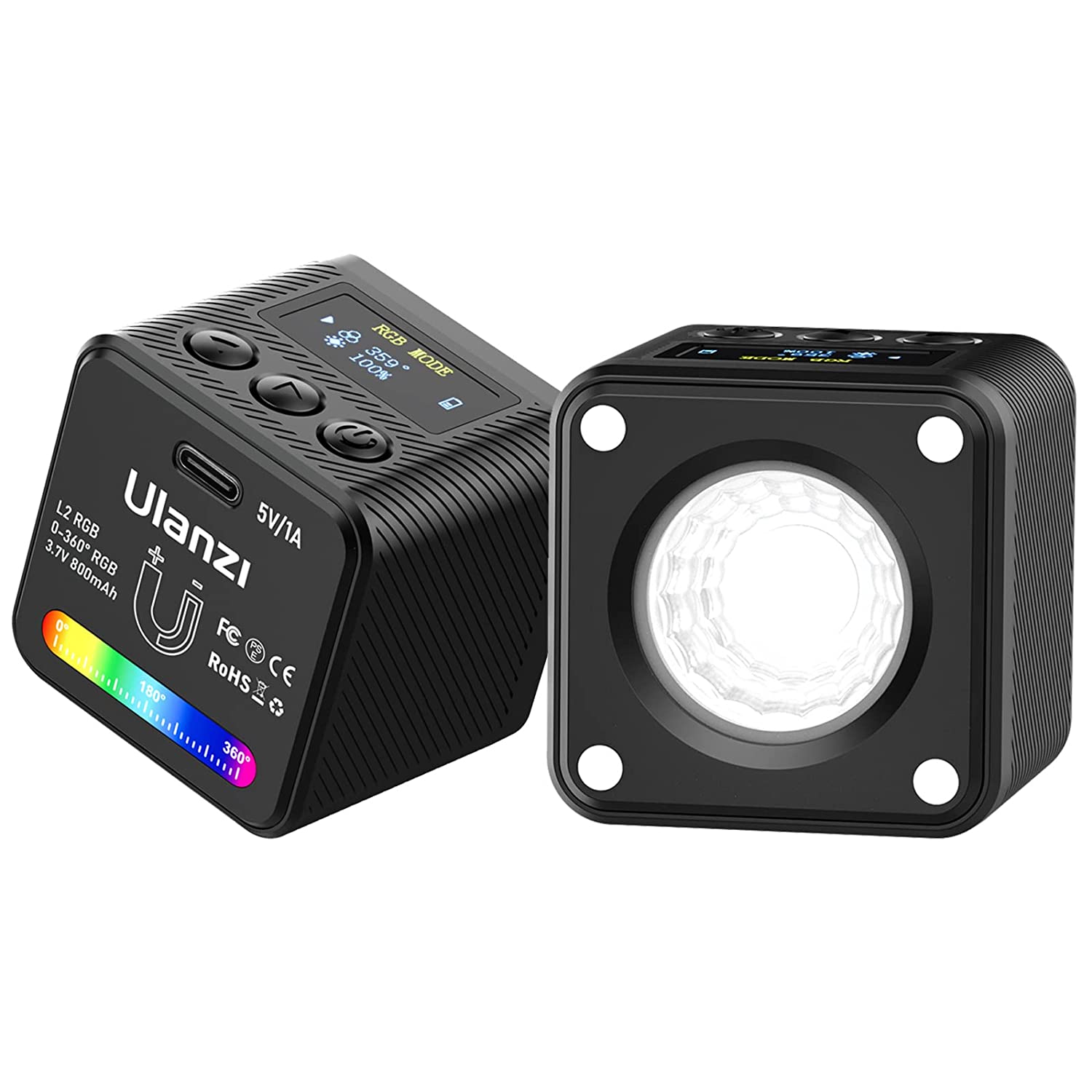 L2 COB RGB LED Video Light, 360Â° Full Color Portable Led Light for Camera Lighting, Magnetic Super Mini Cute Cube Light for Toy, Stop Motion and Micro Photography