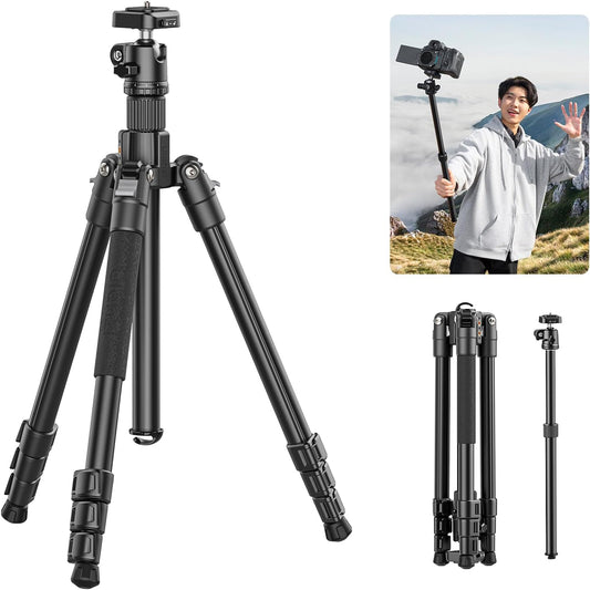 ULANZI TT53 Camera Tripod, 70.8” Travel, Heavy Duty Foldable, 360° Ball Head UKA Plate
