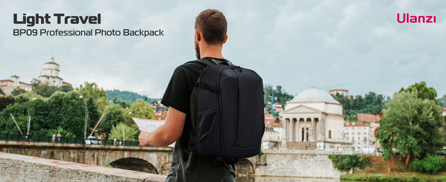 BP09 Waterproof Camera Backpack, Anti-Theft, 22L, for DSLR, Laptop, Black