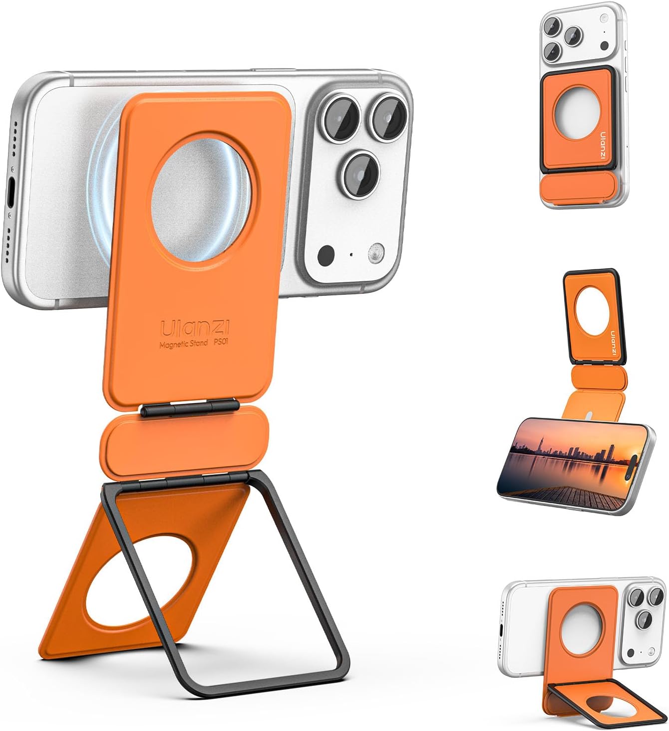ULANZI PS01 Magnetic Phone Stand 2in1 Foldable Tripod Adjustable Desk Holder iPhone Samsung Pixel