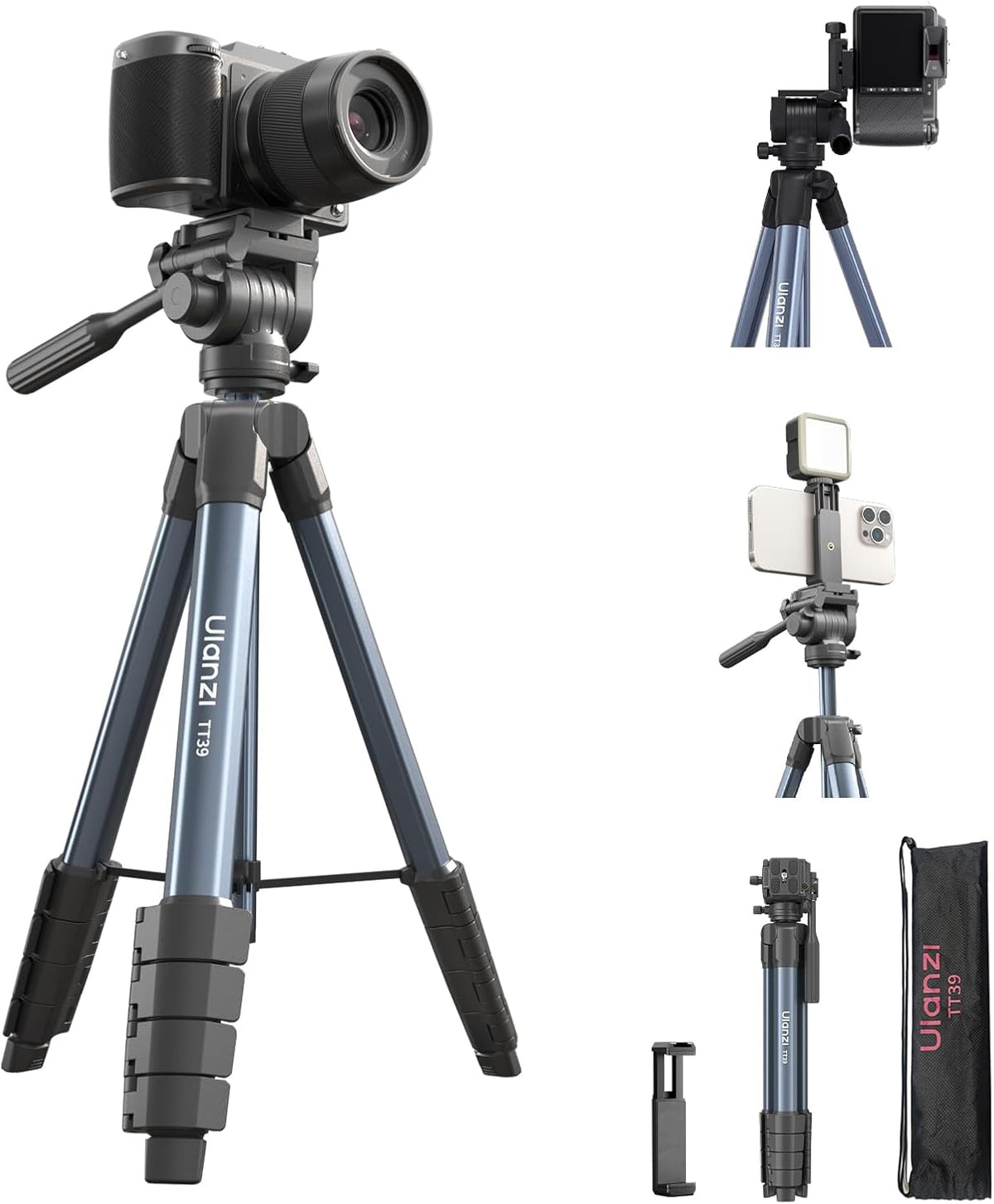 ULANZI TT39 Tripod 61" Vertical/Horizontal, Phone & DSLR, Adjustable