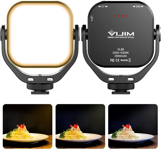 ULANZI VL66 Bi-Color LED Video Light 2500-6500K 2000mAh CRI95+ Dimmable DSLR/Action