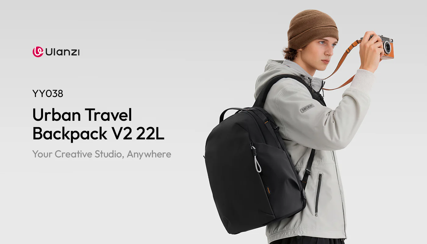 ULANZI YY038 Travel Camera Backpack 22L for Mirrorless DSLR, 16-inch Laptop Compartment, Anti-Theft Water-Resistant Photography Bag with Tripod Holder, Compatible with Sony Canon Nikon Fujifilm(Black)