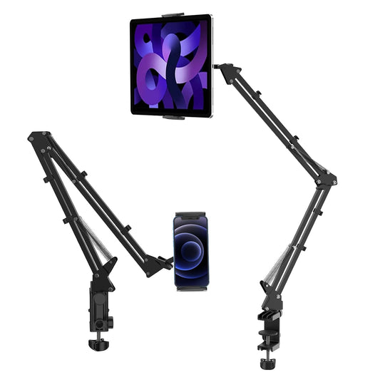 ULANZI T2 Adjustable Tablet Holder, Carbon Steel Desk Clamp for 4.6–12.9" Devices