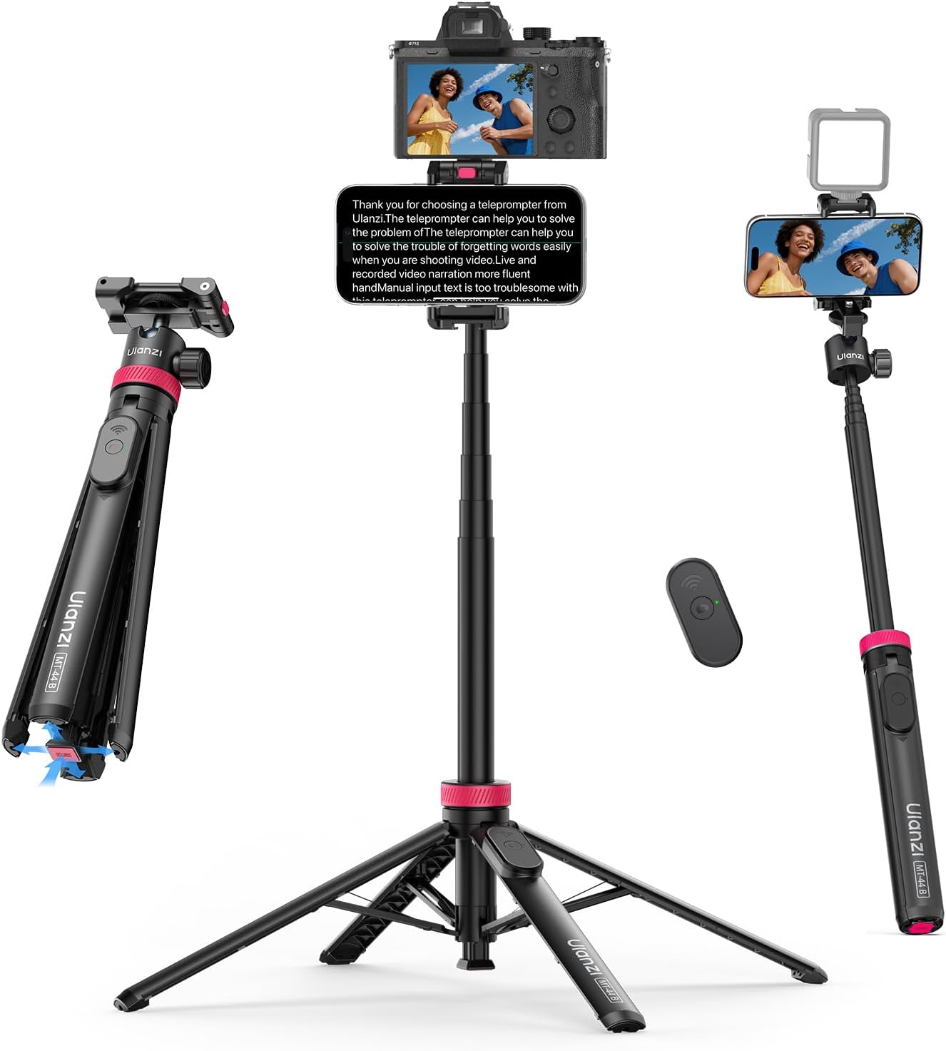 ULANZI MT44B Auto Pop Tripod 59" w Remote, Dual Mount, 360¬∞ Head