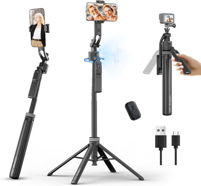 ULANZI TT23 64" Auto Face Tracking Tripod, 360Â° Selfie Stick w/ Remote for iPhone/Android