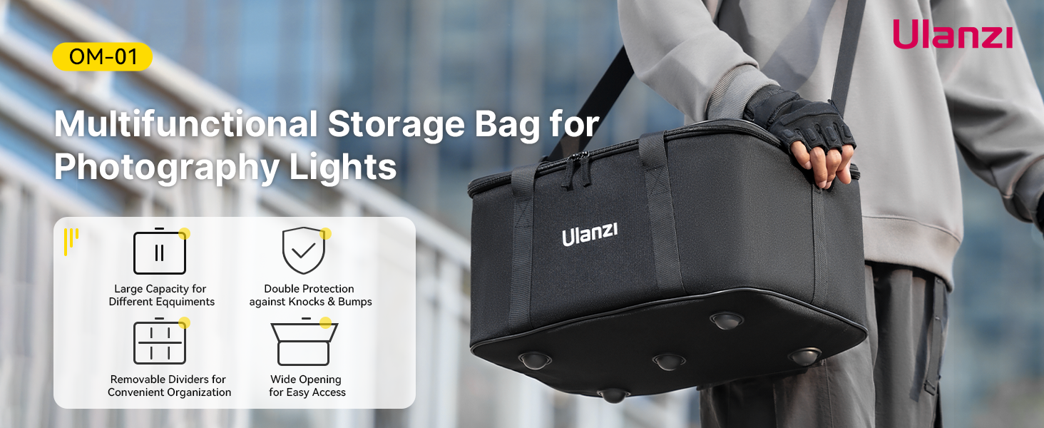ULANZI OM-01 Carrying Bag, Foam Padded for Studio Tripods, Stands, Softboxes, Travel