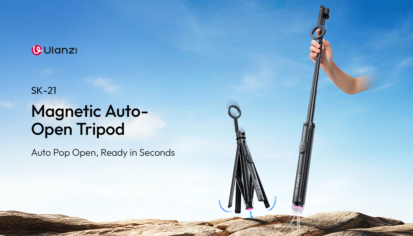 ULANZI SK-21,  71'' Magnetic Selfie Stick Tripod w Remote, Auto Open