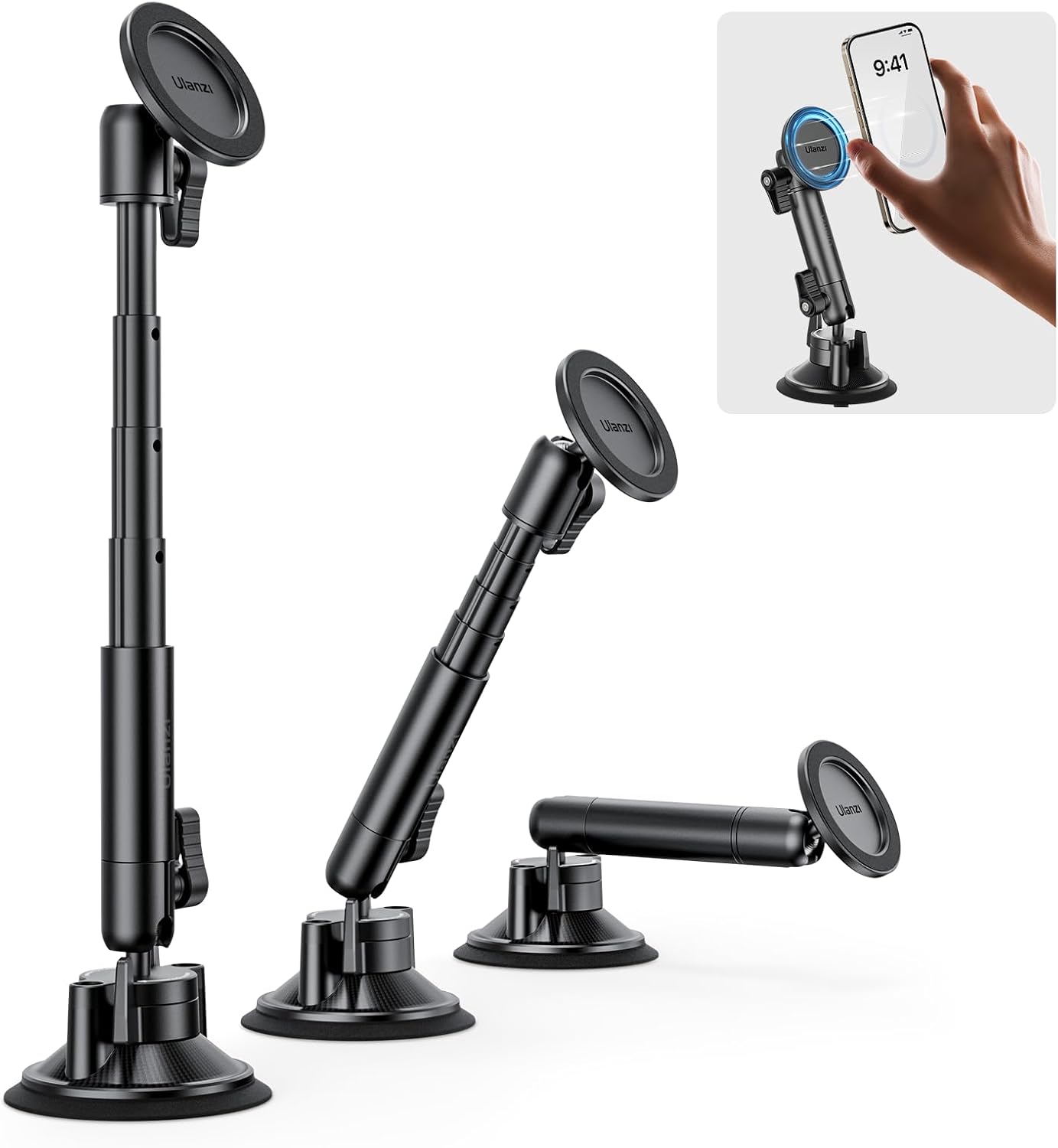 ULANZI ZJ06 MagSafe Suction Mount, Extendable Stand for iPhone 16â€“12, Car Use