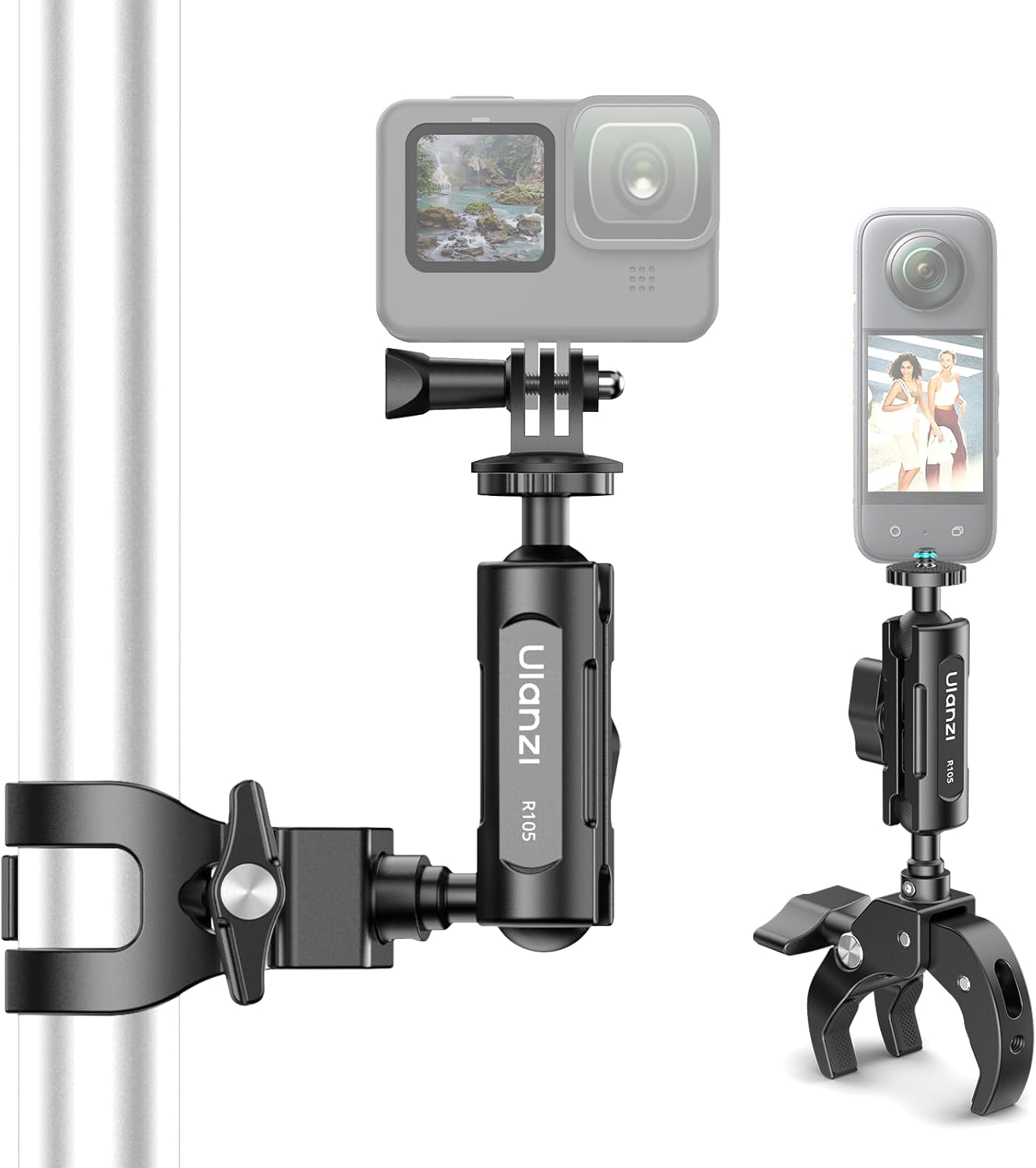 ULANZI R105 Super Clamp with 360Â° Dual Ballhead Arm, Y-Claw Mount for GoPro, Insta360, DJI