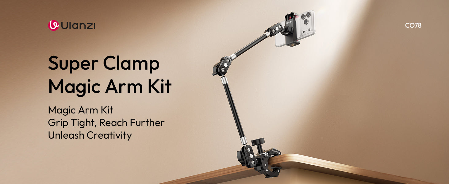 ULANZI CO78 22" Magic Arm with Super Clamp Desk C Clamp, 1kg Load Arm-C078 Kit