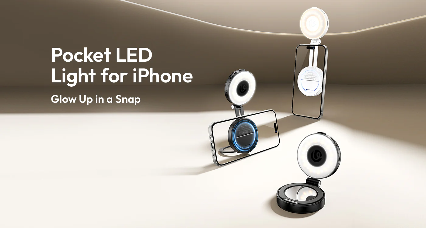 ULANZI LM23 Magnetic 360Â° Selfie Ring Light w/Mirror for iPhone MagSafe Black