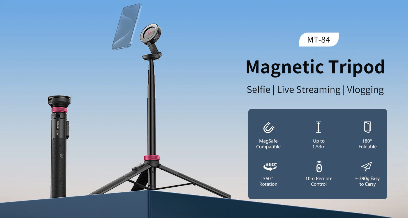 Ulanzi MT-84 61" Phone Tripod, Magnetic Selfie Stick with Remote for iPhone