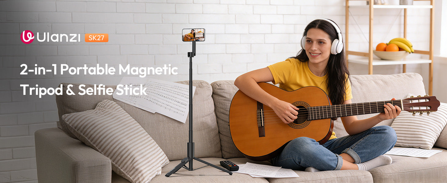 ULANZI SK27 (Magsafe) Magnetic Phone Tripod 165 cm, Selfie Stick w Bluetooth & 25N Magnet