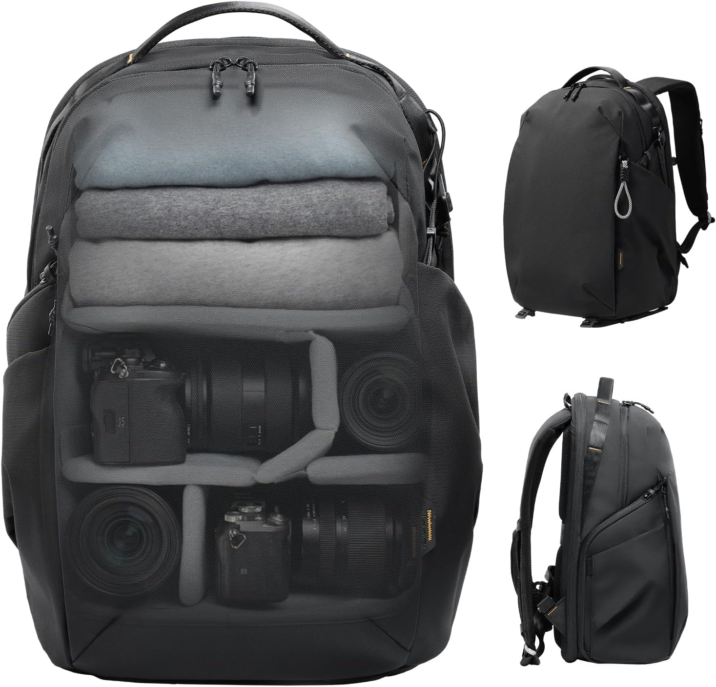 ULANZI YY038 Travel Camera Backpack 22L for Mirrorless DSLR, 16-inch Laptop Compartment, Anti-Theft Water-Resistant Photography Bag with Tripod Holder, Compatible with Sony Canon Nikon Fujifilm(Black)