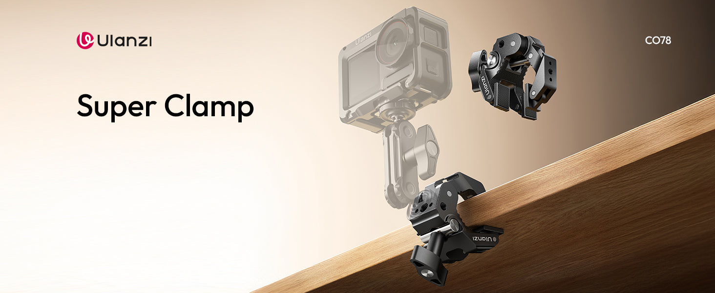 ULANZI CO78 3-Jaw Super Clamp, Cold Shoe, 1/4"-20, ARRI Pins Mount