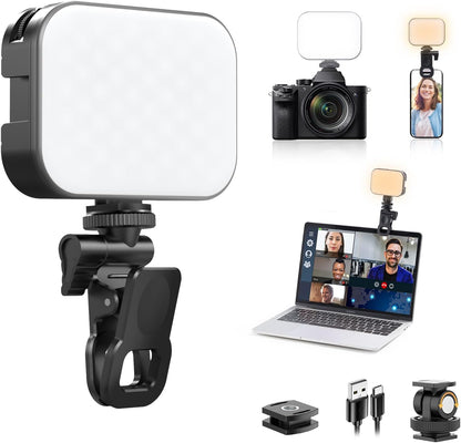 Ulanzi VL100X Selfie Clip LED Light, 2500-6500K Bi-Color, 2000mAh, Phone/Laptop Panel