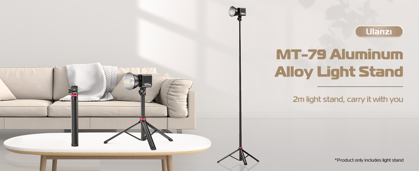 Ulanzi MT-79 Extendable Aluminum Tripod, 81" Adjustable Stand, 360Â° Head
