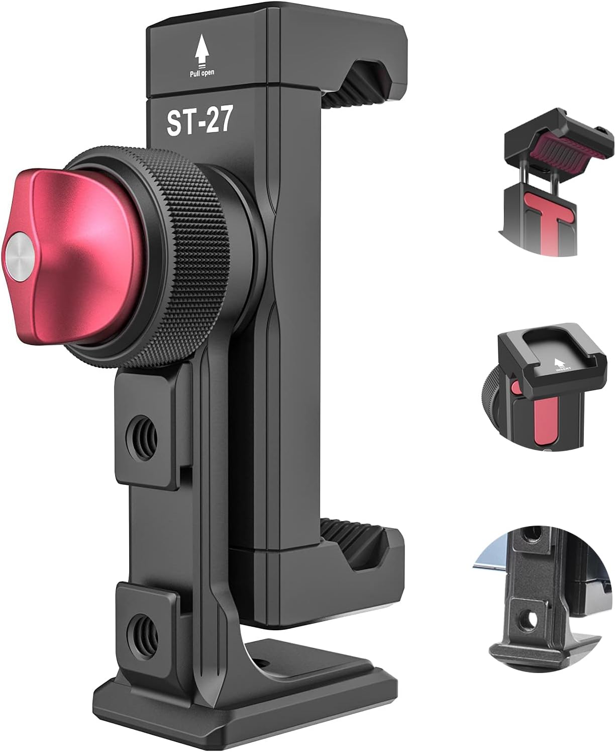 ULANZI ST-27 Phone Tripod Mount, 360Â° Metal Holder, 3 Cold Shoes, Arca, iPhone 17/16