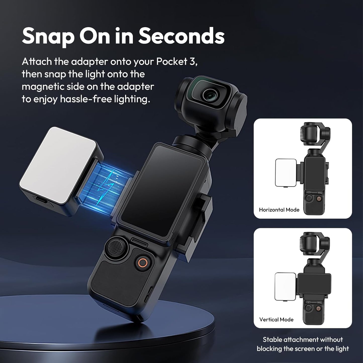 ULANZI LM001 Magnetic Mini Light for DJI Osmo Pocket 3, 2W USB-C, 500mAh, 5800K, CRIâ‰¥95, IPX4, 3-Level Brightness