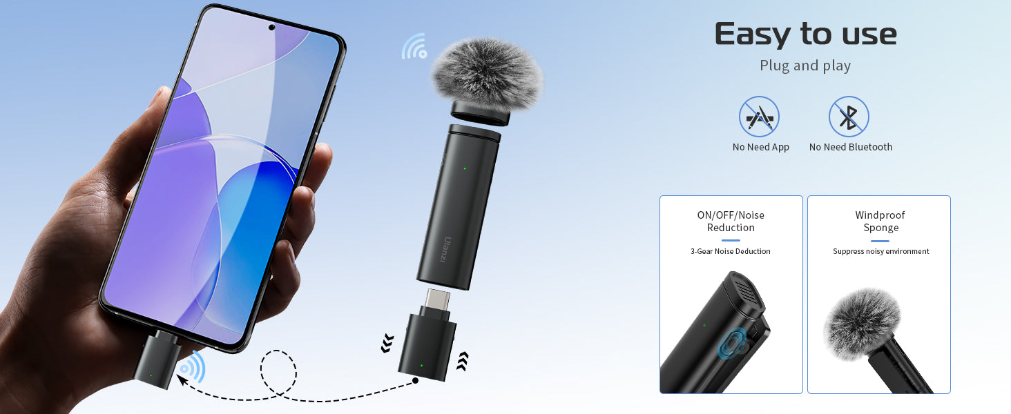 ULANZI WM10 Wireless Lavalier Microphone for Smartphone Video Recording