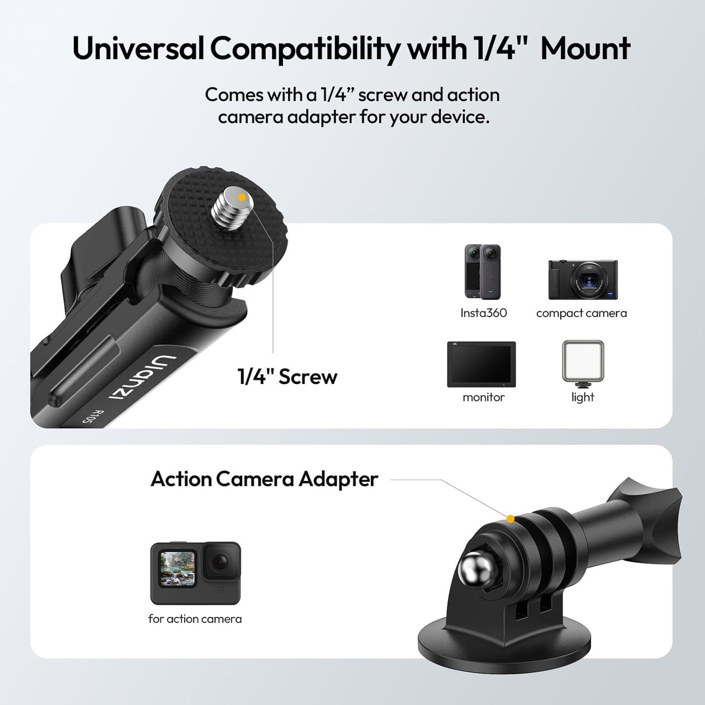 ULANZI R105 Super Clamp with 360Â° Dual Ballhead Arm, Y-Claw Mount for GoPro, Insta360, DJI