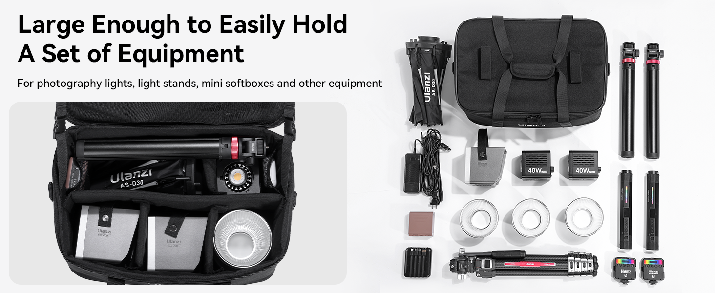 ULANZI OM-01 Carrying Bag, Foam Padded for Studio Tripods, Stands, Softboxes, Travel