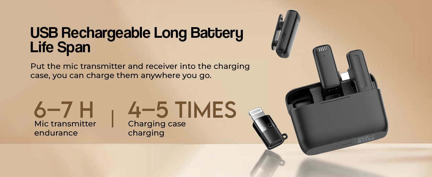 Ulanzi J12 Wireless Lavalier Mic for USB-C, iPhone & iPad, 2in1 Adapter, 65ft Range, Case