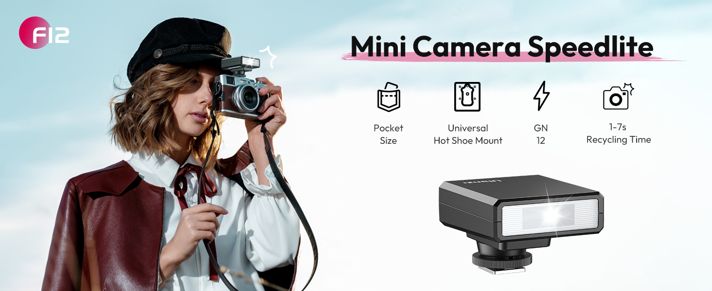 Ulanzi F12 Mini Camera Flash Speedlite GN12 HSS 5600K Type-C Hot Shoe