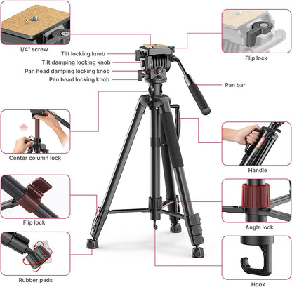 ULANZI VT-02 Metal Tripod â€“ Heavy Duty Portable, Adjustable for DSLR/Phones