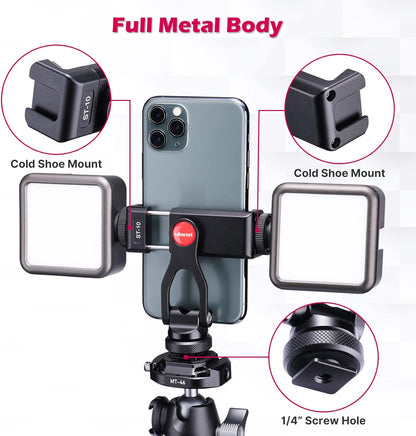 ULANZI ST-10 Metal Phone Tripod Mount, 360¬∞ Universal Clamp, 2 Cold Shoes