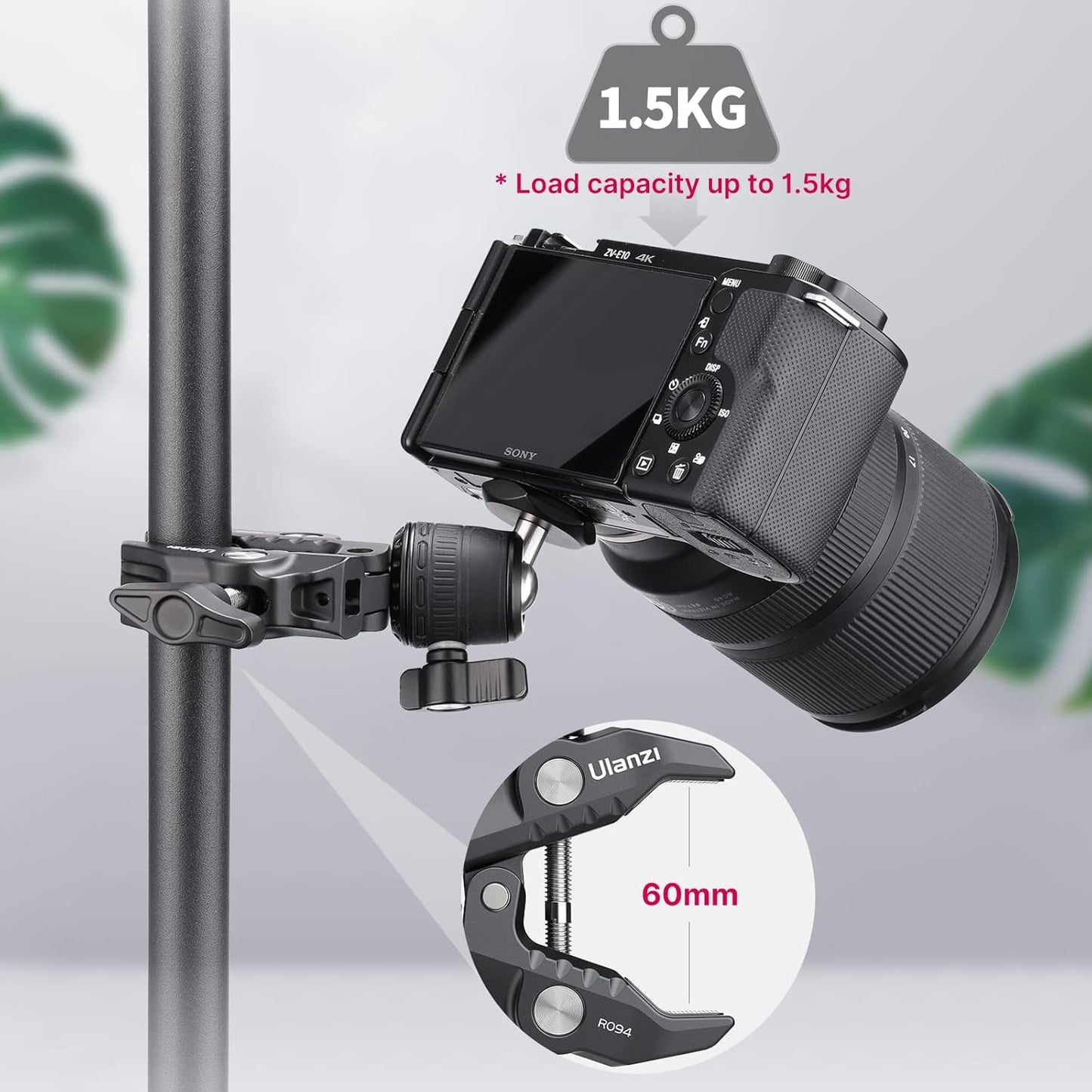 ULANZI R099 Super Clamp Camera Mount with 360¬∞ Ballhead for Bike/Bicycle/Motorcycle Handlebar Pole Tripod Tube Crossbar Gimbal Rods Mount