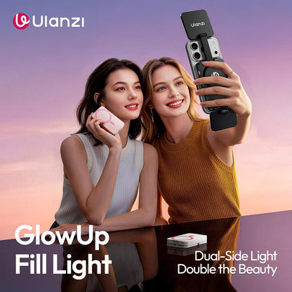 Ulanzi GL01 Magnetic Selfie Light Dual LED 2700-6500K Type-C Rechargeable MagSafe iPhone Pink/Black