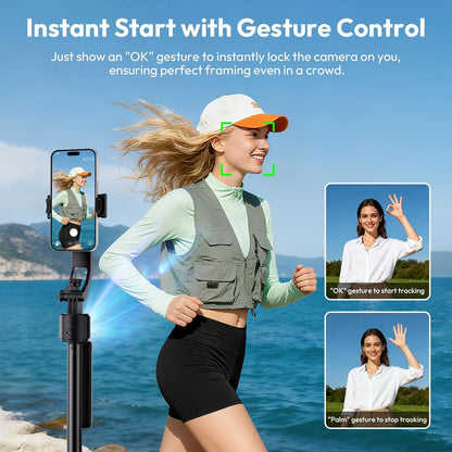 ULANZI TT23 64" Auto Face Tracking Tripod, 360Â° Selfie Stick w/ Remote for iPhone/Android